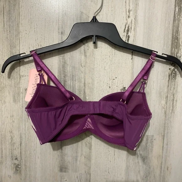 0606 Affinitas Purple and Cream Lace Push Up Bra with Underwire Support